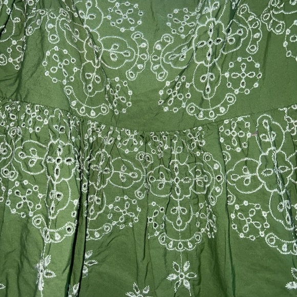 Zara Dresses Zara Open Work Embroidery Green Mini Dress Poshmark